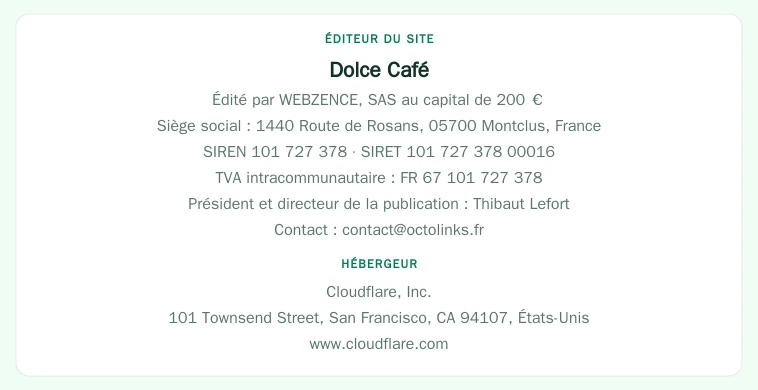 Coordonnées légales de l&rsquo;éditeur et de l&rsquo;hébergeur du site