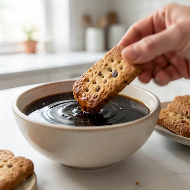 Café expresso versé dans un bol pour imbiber des biscuits spéculoos